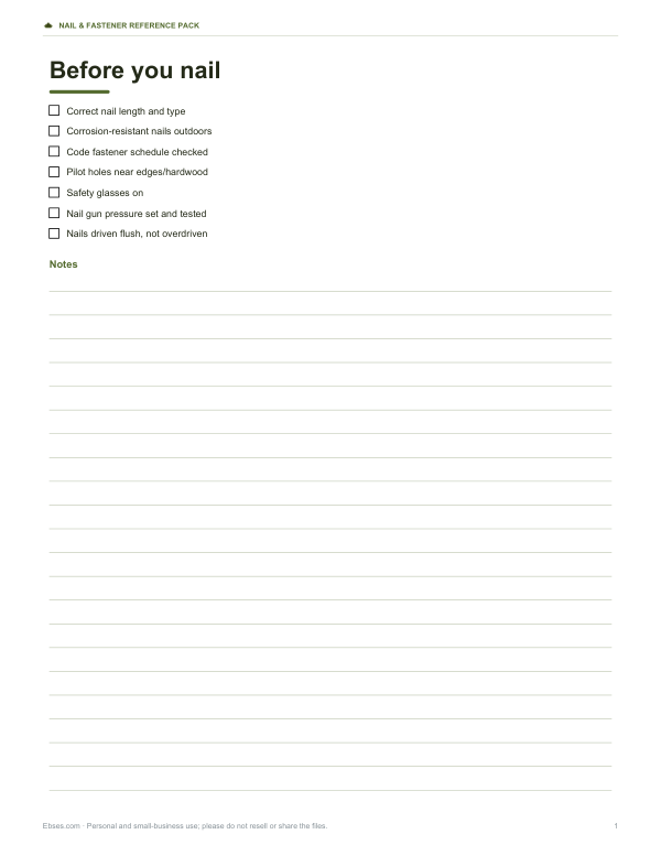 Preview of Printable Nailing Checklist